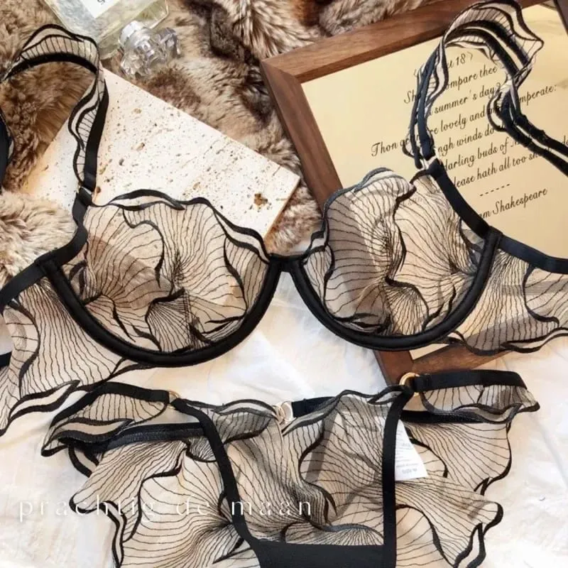 Pure Desire Christmas Minimizer Bra Sheer Mesh Large Bust Adjustable Soft Wires Anti-Sagging Elegant Lingerie UK Sizes MOYISU AB — image 1