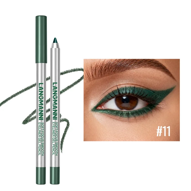 Pearlescent Green Eyeliner Pencil 12 Color Smooth Eye Pigment Glitter Eye Liner Eyeshadow Pen Long-Lasting Waterproof Eye Makeup