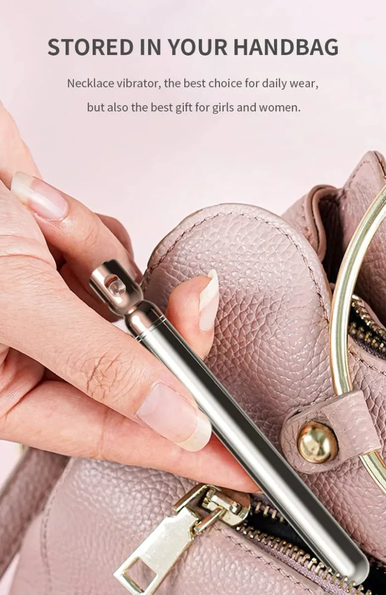 Necklace Bullet Vibrators Rechargeable Portable Stainless Steel Sliver Vibrating Pendant Massager Discreet Sex Toys For Women