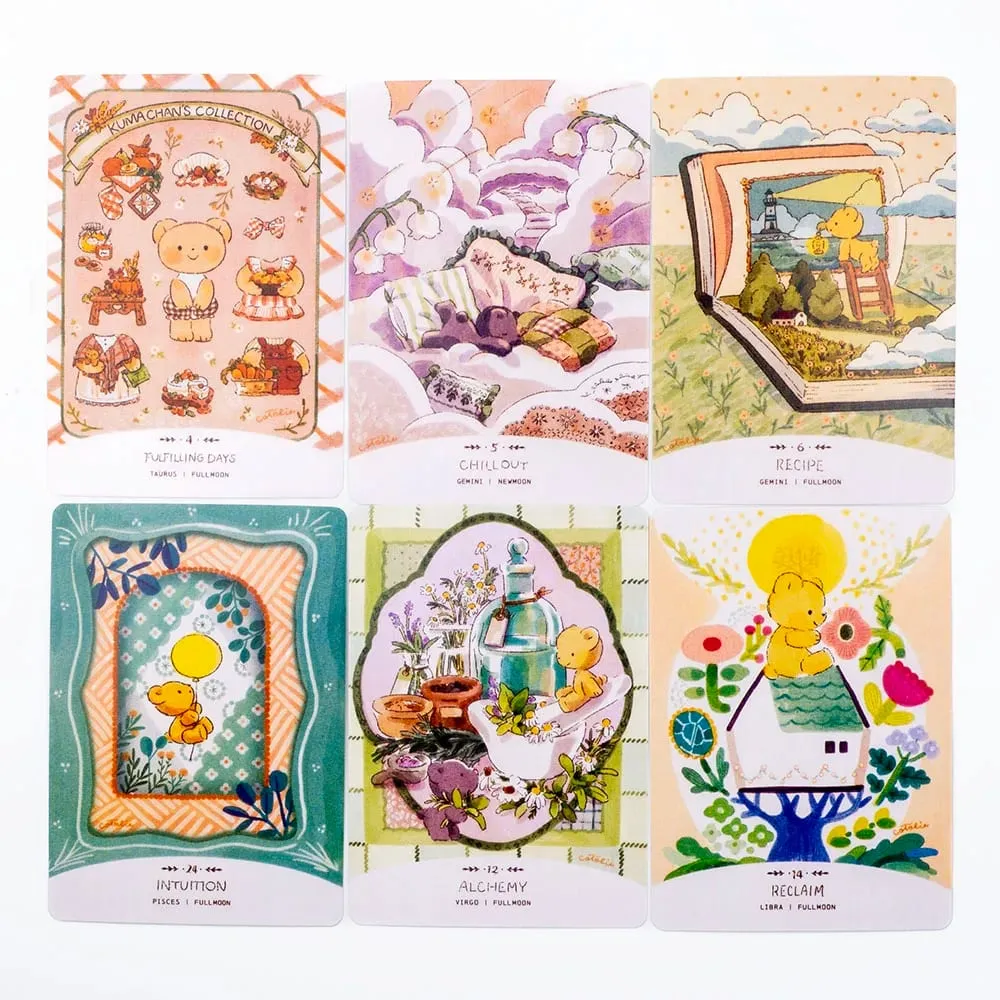 Cotolie KUMACHAN MOON CARDS 24 Pcs Deck English Version Adorable Bear Oracle Cards Board Game for Family Party 10.4*7.4cm — image 5