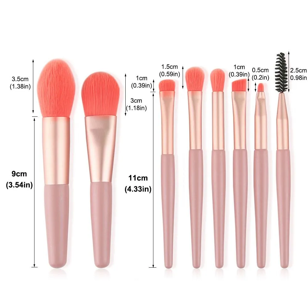 8pcs/set portable Soft Bristle Make Up Brushes Premium Synthetic With Bag Eyeshadow Brush Eye Facial Beauty Foundation tool