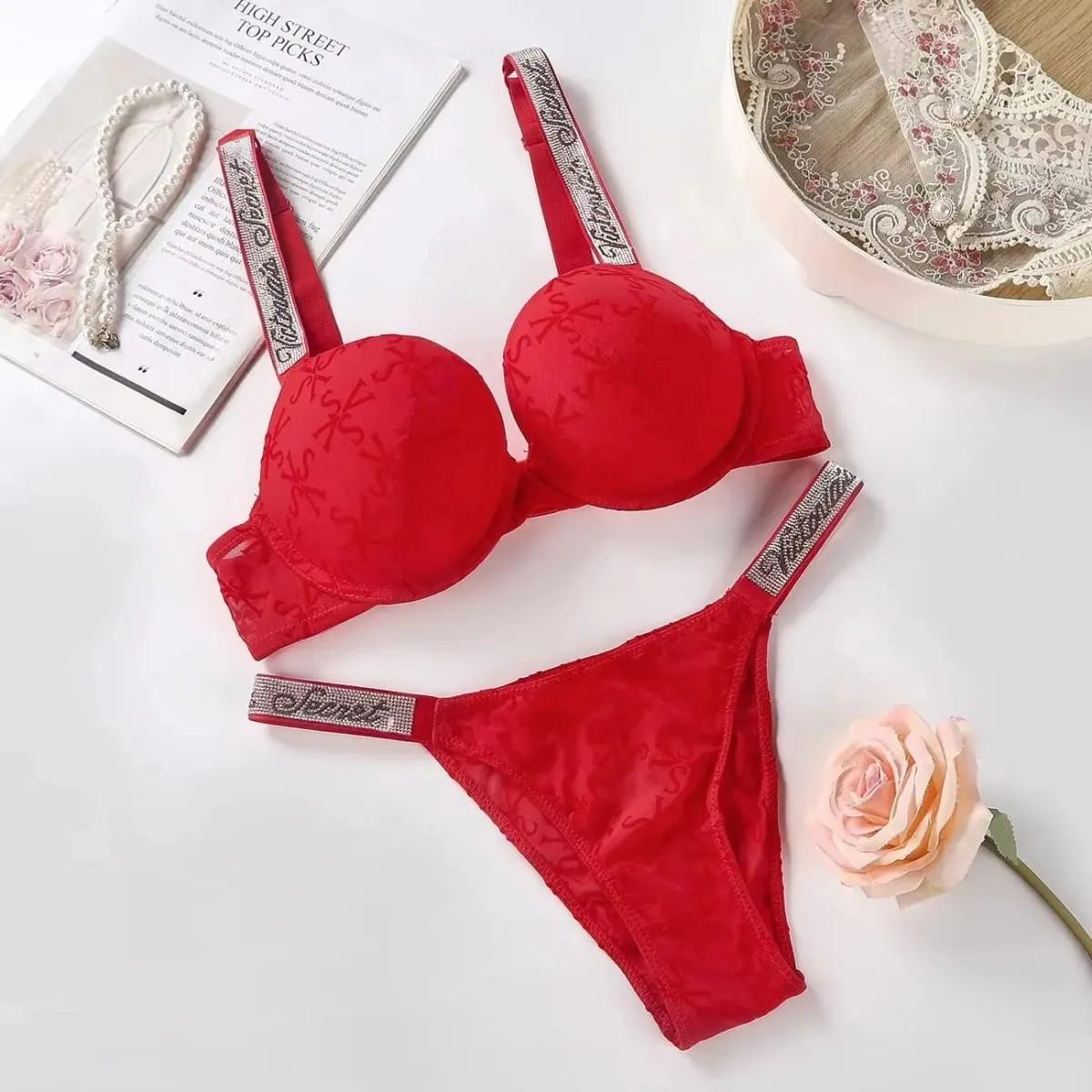 New Bra Panty Set Women Lace Push Up Bralette Seamless Comfortable Breathable Lingerie Home Wear Set Lingerie Set Underwear Set — image 3