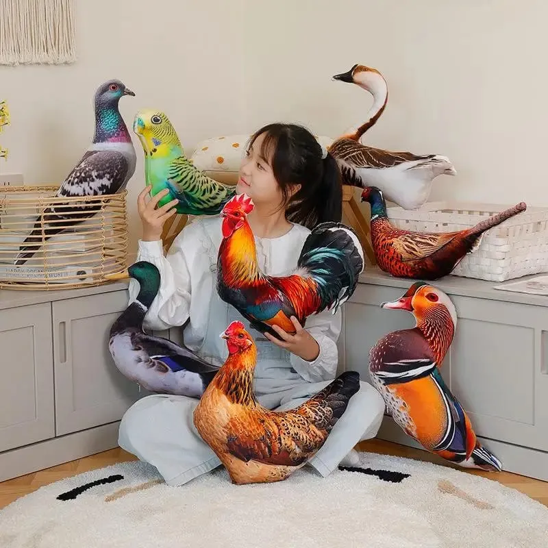 Lifelike 3D Rooster Plush Throw Pillow Soft Fluffy Vivid Print Cushion for Couch Bed Decor Unique Gift for Animal Lovers