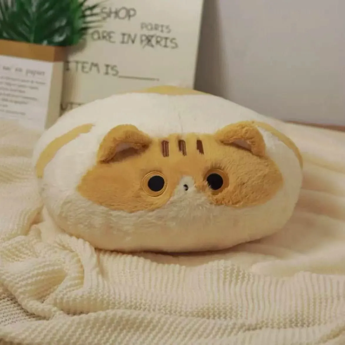 Cute Cat Plush Cushion Pillow Stuffed Plushie Soft Sofa Seat Chair Back Doll Office Dorm Bedroom Gift for Kids Girls