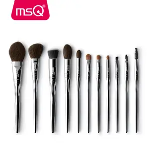 MSQ New Professional 11ks pudrových štětců na make-up Klasický štětec na make-up na rty z kozích/koňských chlupů, PVC rukojeť