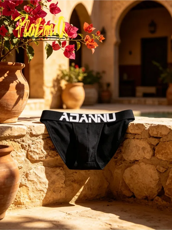 2 adet erkek Bikini külot büyük harf baskı geniş kemer pamuk karışımı yumuşak kumaş 3D kontur kılıfı alçak erkek iç çamaşırı