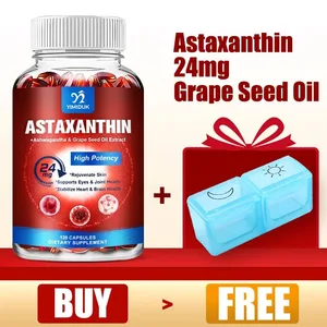 Capsules d'astaxanthine – 24 mg – Supplément antioxydant puissant pour soutenir la santé des yeux, de la peau, des articulations, du cœur, du cerveau et du système immunitaire