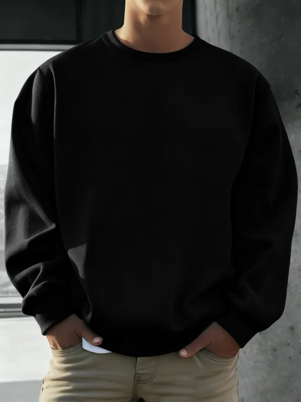 Pulover Lembut Solid Hoodie Bulu Nyaman Musim Gugur Jalanan Kaus Longgar Jogging Kantor Kaus Longgar Dasar Kasual Pakaian Jalanan Harian Pria