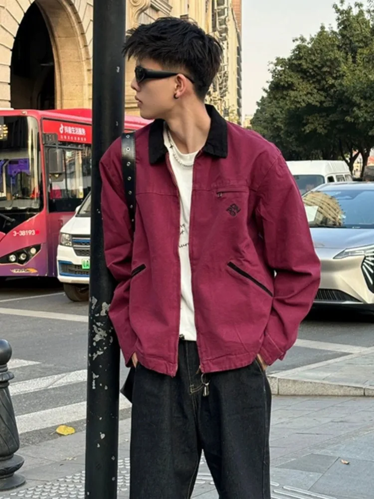 Spring Autumn Cargo Coat American Street Lapel Design Loose Casual All-matching Jacket Cotton Baseball Uniform Outerwear top