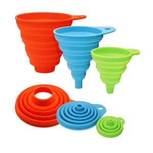 3 Pcs Kitchen Funnel Set Silicone Collapsible Funnel for Kitchen Use Filling Bottles Canning Cooking and Water Powder Transfer