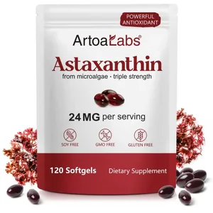 Astaxanthine Softgels 24 mg Drievoudige sterkte Krachtige antioxidant Ooggezondheidsondersteuning Microalgen Sojavrij Glutenvrij 120 stuks