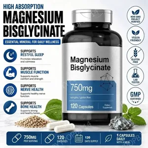 Magnesiumbisglysinaatti 750 mg kapselit tukee rentoutumista lihasten mukavuutta Luuterveys 120 kapselia GMO-gluteeniton