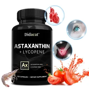 Astaxanthine 24 mg + lycopeen 50 mg Natuurlijk antioxidant van microalgen Astaxanthinesupplement Ondersteuning van de gezondheid van de ooghuid Niet-GMO