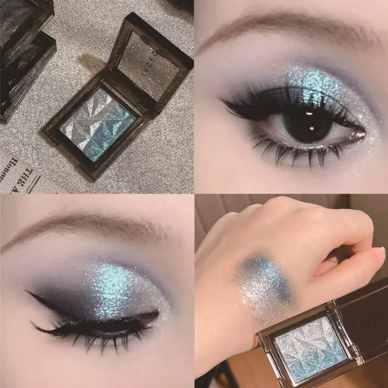 Metallic Gradient Eyeshadow Palette Silver Blue Punk Smoky Eye Shadow Highly Pigmented Pressed Purple Glitter Eyes Makeup Palet