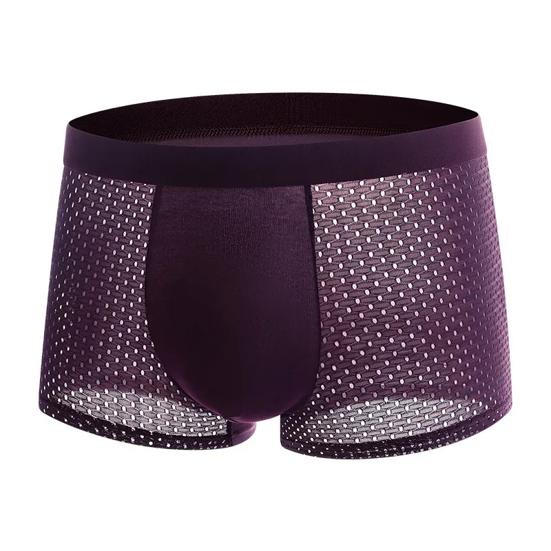 4pcs Men's Underwear Ice Feel Mesh Men Boxershorts Plus Size Panties Solid Sexy Men Boxer Summer Breathable Intimate Underpants