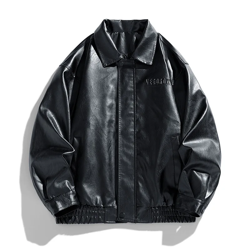 New men's PU leather jacket, stand-up motorcycle-style jacket, leather jacket for casual wear, high-quality durable jacket