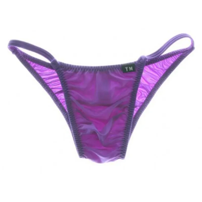 Bikini fin en Nylon pour hommes, taille basse, sans couture, élastique, soyeux, Lingerie intime, respirant, couleur unie, sous-vêtements masculins à la mode