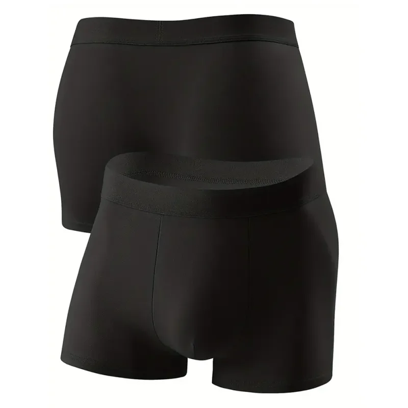 5Pcs Seluar Dalam Boxer Bernafas Lelaki Seksi Hitam Tulen, Pakaian Dalam Sukan Dan Kasual, Pakaian Selesa Lelaki