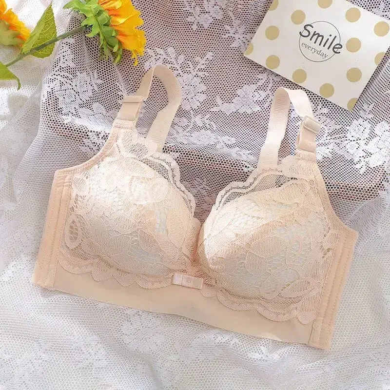 12cm Thick Padded Push Up Bra Wireless Gathered Bra for Small Chest Sexy Natural Lift