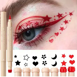 Creion de ochi cu ștampilă lichidă colorată Red Star Heart Butterfly 2 în 1 Creion pentru ochi Creion Violet Roz Șablon pentru ochi rezistent la apă Instrument de machiaj