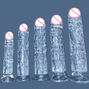 Ucuz 5 Renk Küçük Şeffaf Yapay Penis Vantuz Jöle Dick Kadın Erotik Anal Seks Oyuncakları Yumuşak Klitoris Vajinal Masturbators Penis