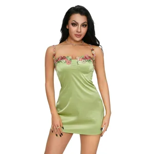 Sleeveless Backless 3D Flower Spaghetti Strap Short Dress Women Summer Casual Party Club Sling Dress