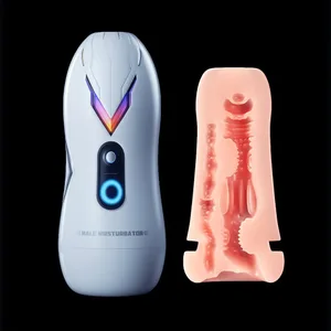 Mandlige Masturbator Cup Blød Silikonelomme Pussy Real Vagina Anus 2 i 1 Vacuum Suction Endurance Trainer Voksen Sexlegetøj til mænd