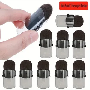 Mini pinceau de maquillage télescopique Portable de voyage, petit pinceau doux pour poudre de fond de teint simple Face avec couvercle, outils cosmétiques