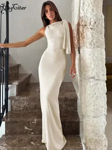 Hugcitar Gaun Prom Maxi Bodycon Seksi Tambal Sulam Tanpa Lengan Leher O Solid Fashion Pakaian Wanita Musim Panas Klub Festival Pesta Y2K