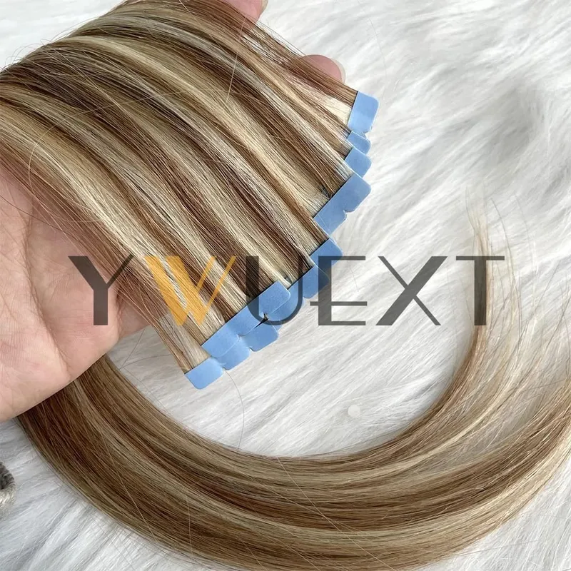 Mini Tape In Human Hair Extensions 12"-24" Machine Remy Skin Weft Adhesive Tape Hair Natural Black Brown Blonde Tape Ons 10pcs