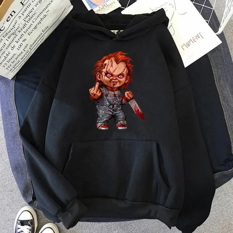 Sweat à capuche en polaire pour hommes, mode japonaise Y2k, pulls d'halloween, vêtements pour hommes, pulls d'horreur Chucky