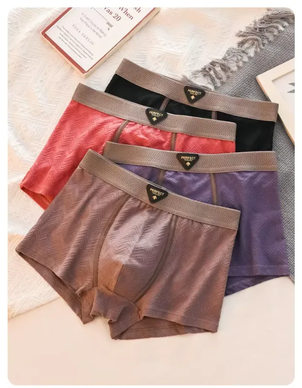 1 Pack Men's Mid-Waist Underwear - Breathable Moisture-Wicking & Antibacterial Cotton Jacquard Boxer Shorts
