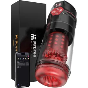 APP LED Automatische Männliche Masturbation Tasse 7 Saugen Rotierenden Lecken Stoß Modi Stroker Sex Spielzeug für Männer Blowjob Simulator