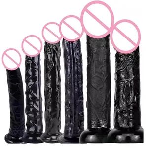 Gerçekçi Siyah Yapay Penis Ucuz 6 Boyutları Vantuz Penis Butt Plug Uzun Dick G Spot Anal Vajina Masturbator Yetişkin Seks Oyuncak Kadın için
