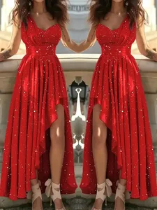 Rochii de seară pentru femei, sexy, elegantă, roșie, petrecere de cocktail, chic, gală, absolvire, ocazie formală de lux, rochie de domnișoară de onoare, haine