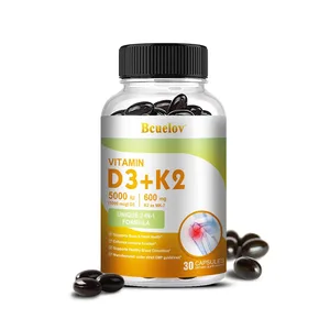 Bcuelov Vitamin D3+K2 5000 IE Vitamin-D3-freie Formel, leicht zu schluckendes Vitamin-D- und K-Komplex-Nahrungsergänzungsmittel
