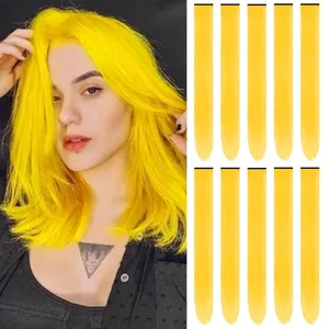 10 PCS Synthetic 22 inch Colored Hair Extensions Straight Hairpiece ColorfulParty Highlights Clip in Long for Girls Women Kids