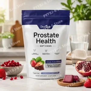 Docteat Prostate Health Soft Chews 60 unidades sin azúcar sabor a granada y bayas soporte diario con extracto de Reishi zinc vitamina C