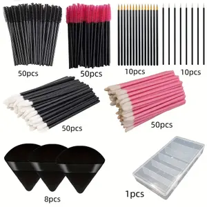229PCS Makyaj Fırça Seti - 100 Kirpik ve 100 Dudak Fırçası, Saklama Kutulu Yeni Başlayanlar/Profesyoneller için Hepsi Bir Arada Kit (Salon ve Ev Kullanımı)