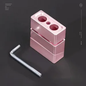 2 τρύπες 11,1 χιλιοστών Bevel Circle Lipstick DIY Aluminium Mold Lip Rouge Balm Lipbalm Makeup Εργαλείο Γέμισης Καλούπις Μόνο Τετράγωνη Τρύπα