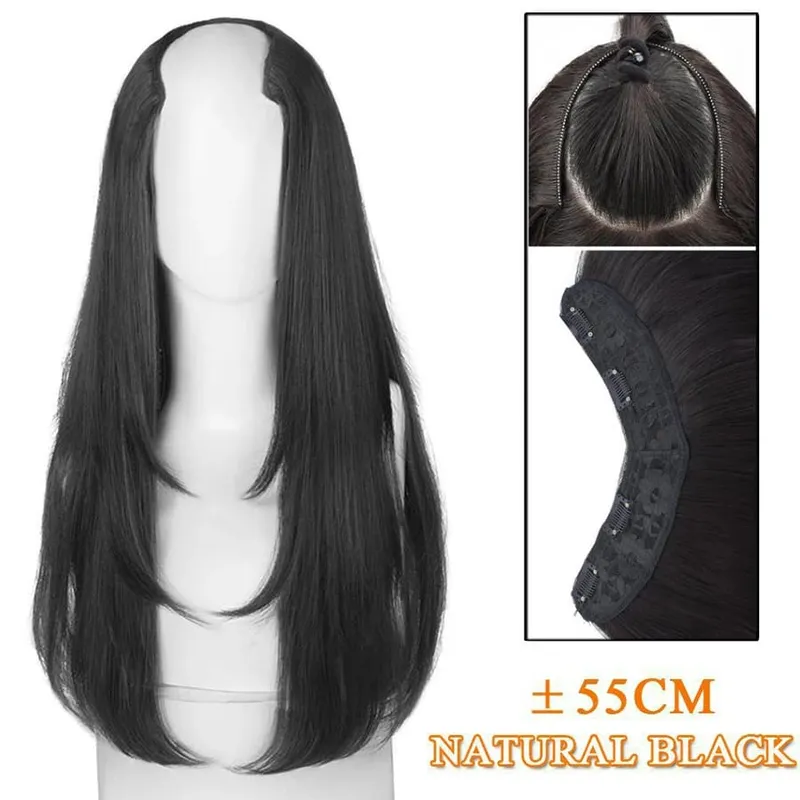 Synthetic Traceless Invisible U-shaped Long Curly Hair With Inner Buckle Extension Wig For Girl Daily Party Christmas Halloween