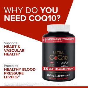 Ultra CoQ10 100 mg gélules 3x meilleure absorption antioxydant pour la santé cardiaque et l'énergie Coenzyme Q10 vitamines et suppléments