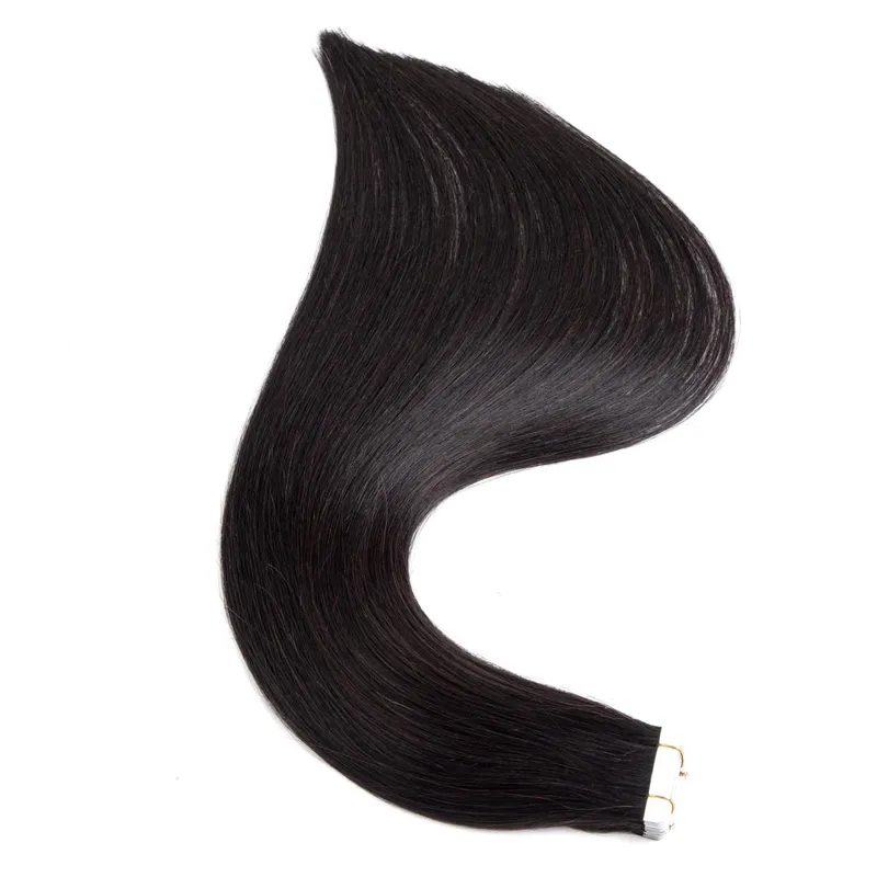Straight Tape In Human Hair Extensions 16-26 inches 100% Natural Real Invisible Adhesive Tape ins For Women