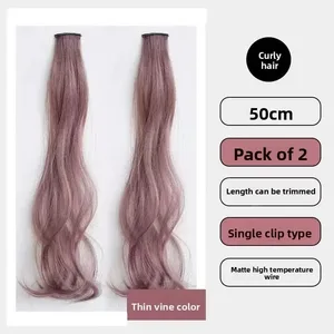 Syntetisk 2 styks sæt 50cm farvet krøllet hår extensions water wave pink blå lilla Halloween juleparyk
