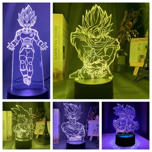 Dragon Ball Z Anime figurky Goku Vegeta Gohan Broly 3D lampa PVC Akční figurky Hračky pro děti Kufry Buu Super Saiyan Dárky
