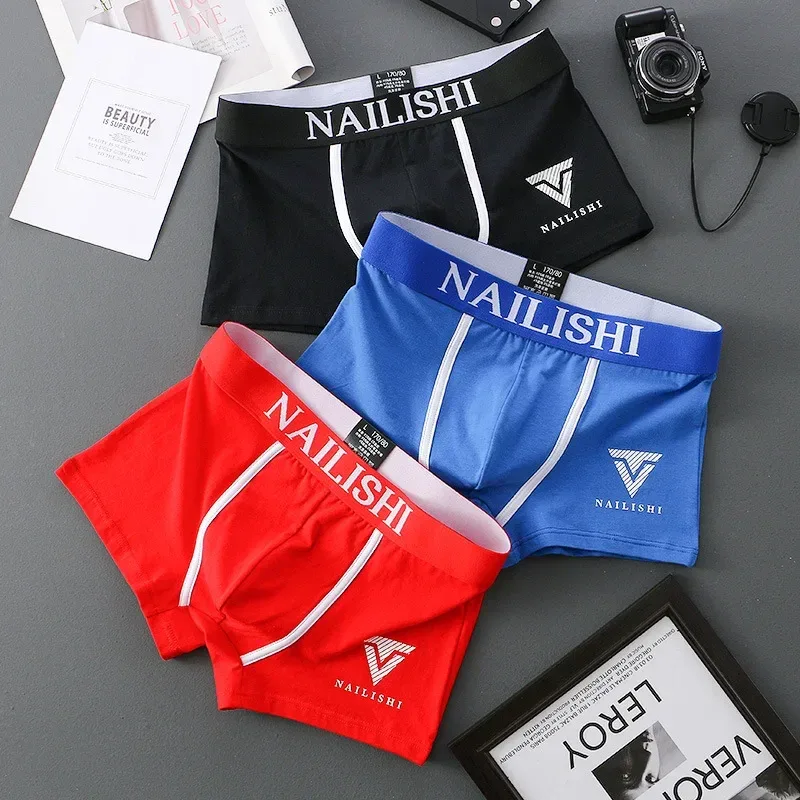 1/2PCS Men's Boxers Cotton Breathable Underwear Fashion Shorts Letter Trend Mid-waist Quadrangle Shorts Flat Corner Perso