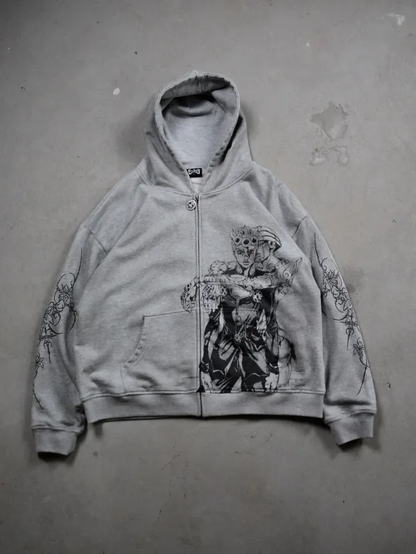 Sweat à capuche surdimensionné pour hommes et femmes, Harajuku Jojo Bizarre Adventure, fermeture éclair, Hip Hop, couple, Y2k Street