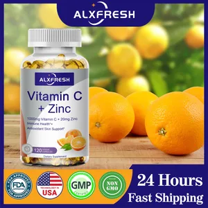 Alxfresh Vitamin C 1000 mg mit Zink 20 mg | Vitamin-Nahrungsergänzungsmittel | GVO-frei und glutenfrei, vegan | für Caps zur Immununterstützung