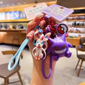 Gantungan Kunci Pokemon Tulen Pikachu Gengar Sylveon Sprigatito Quaxly Fuecoco Anime Action Figure Mainan Gantungan Kunci Hadiah Loket Wangian