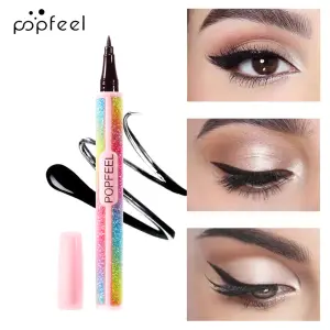 الأكثر مبيعا Popfeel الأسود الكحل السائل القلم المكياج للنساء دائم التجفيف السريع السهم السلس العين قلم تحديد التجميل جديد